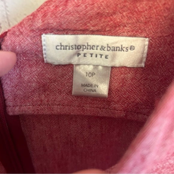 Christopher & Banks Vintage red grannycore linen blend pinafore dress  10 petite - Picture 3 of 10